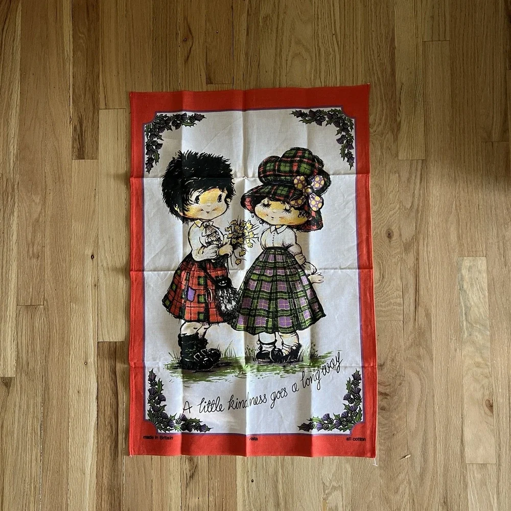 Vintage 70s Kindness British Tea Towel Sewing Panel 20